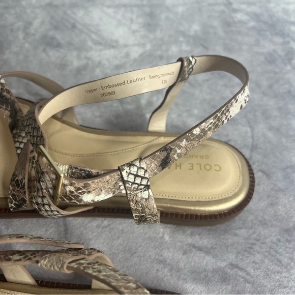 COLE Haan Women's Wilma Strappy Sandal Flat Ivory & Gold Size 8.5B - Picture 8 of 11